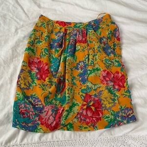 Regina Porter MEDIUM 100% silk bright color floral flower spring summer skirt